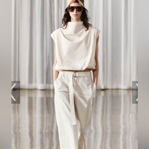Zara zw collection bullon cream top